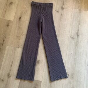 Sincerely Jules Ribbed Knit Wide Leg Pants Gray Purple SR318-C Womens Small